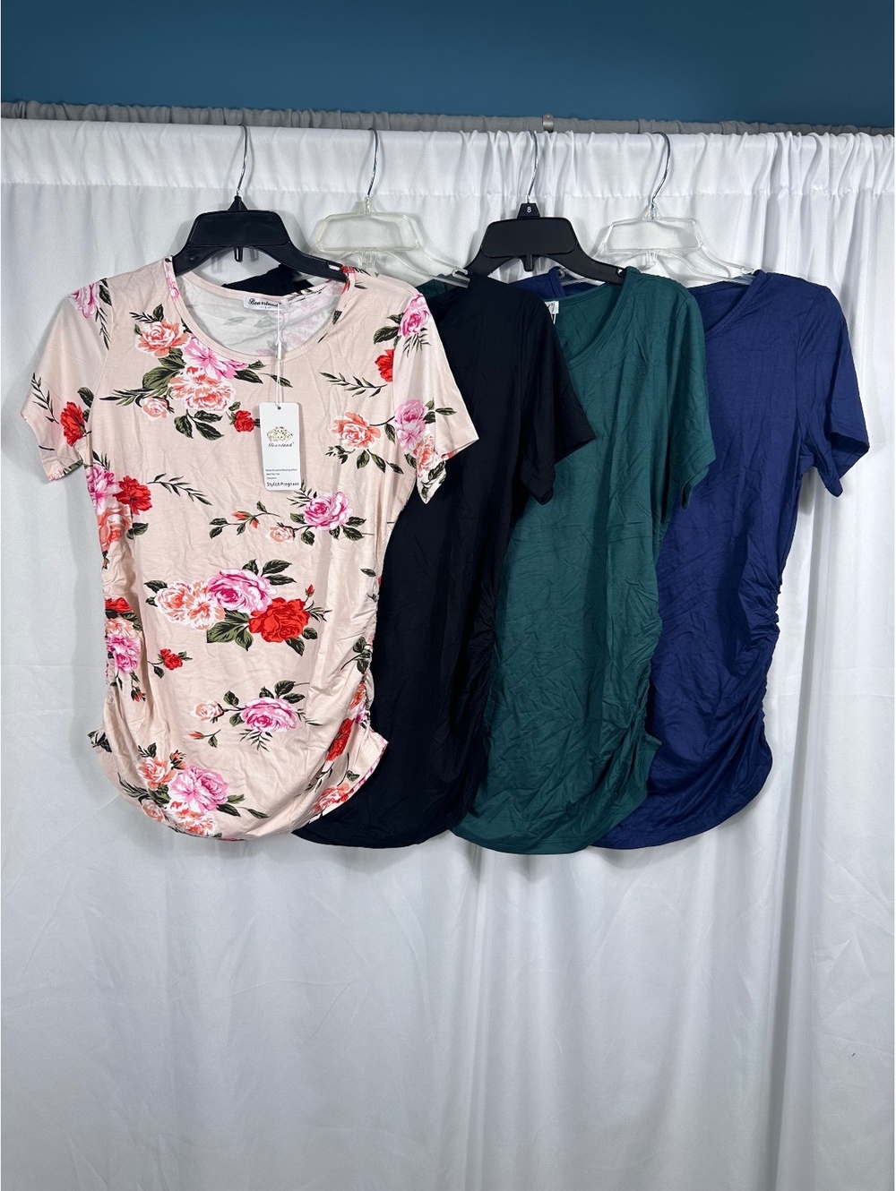 4 Pack Bearsland Maternity Tops Rayon Spandex Stretch Short Sleeve Size S